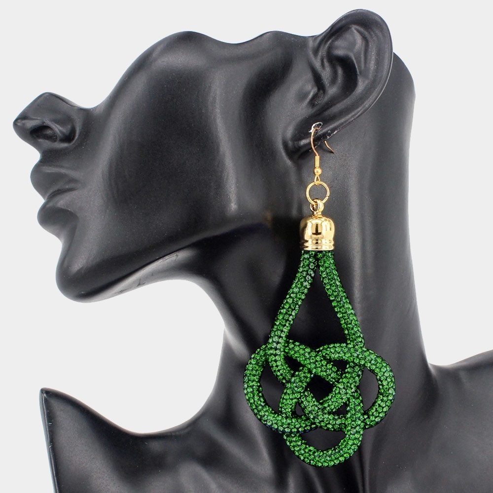 Pave rhinestone braided earrings